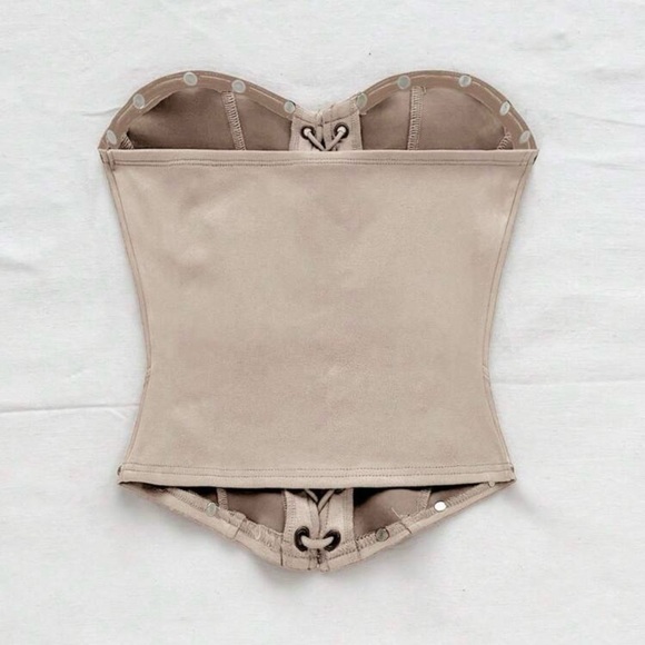 Nespresso Beige Corset Top with Bronze Accents - Picture 3 of 4